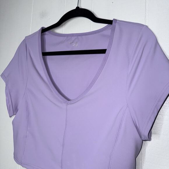 Offline Aerie Women’s Goals Athletic Crop Top Shelf Bra V Neck Purple Size XL - Picture 3 of 7